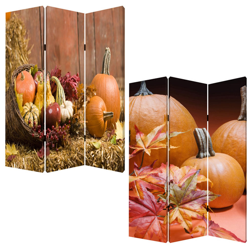 Multi Color Wood Canvas Harvest Screen By Homeroots | Room Dividers | Modishstore - 3