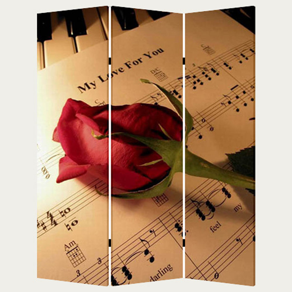 Multi Color Wood Canvas Music Screen By Homeroots | Room Dividers | Modishstore - 2