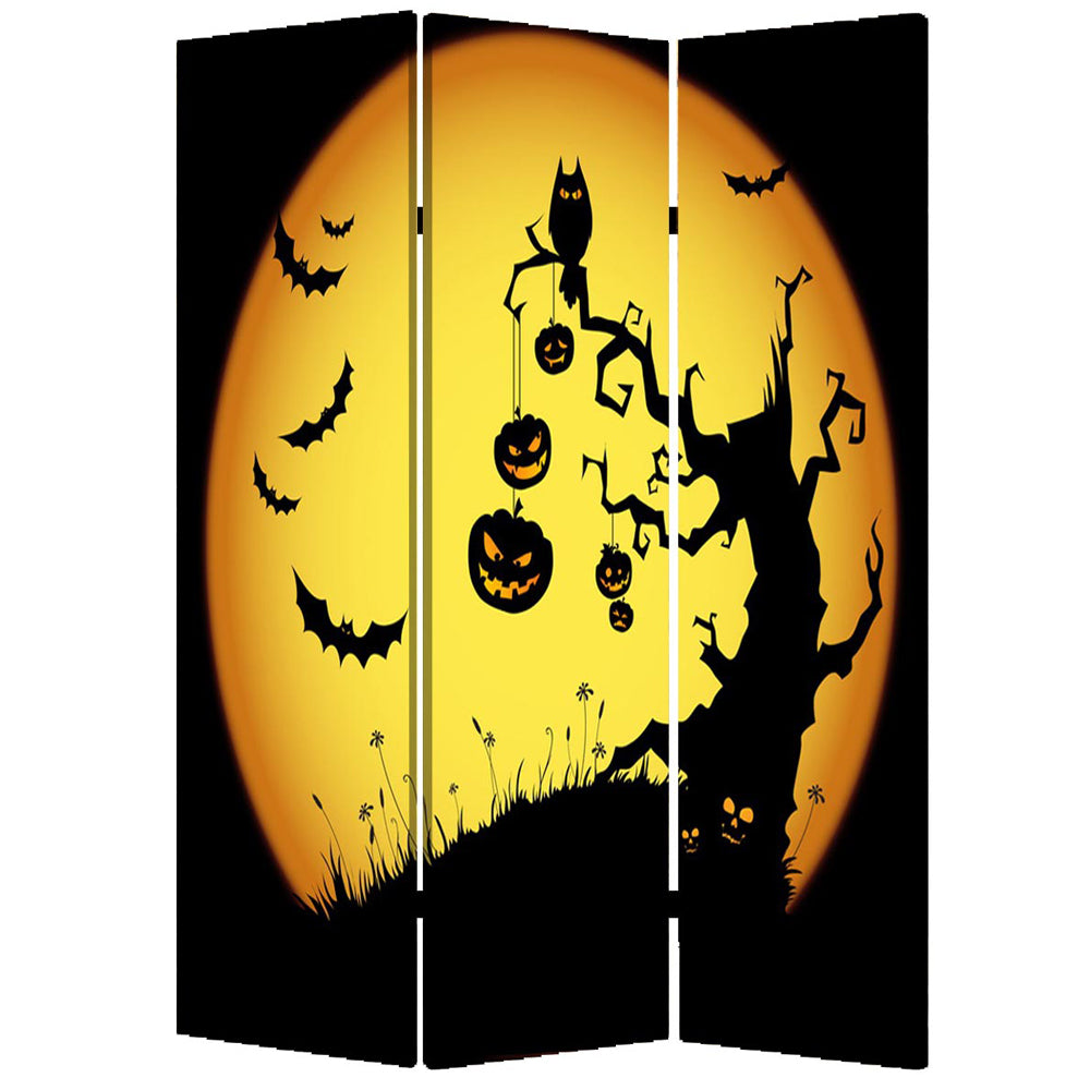 Multi Color Wood Canvas Halloween Screen By Homeroots | Room Dividers | Modishstore