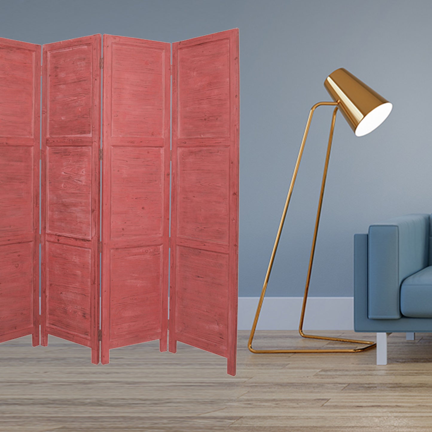 Red Wood Screen By Homeroots - 274884 | Room Dividers | Modishstore - 2