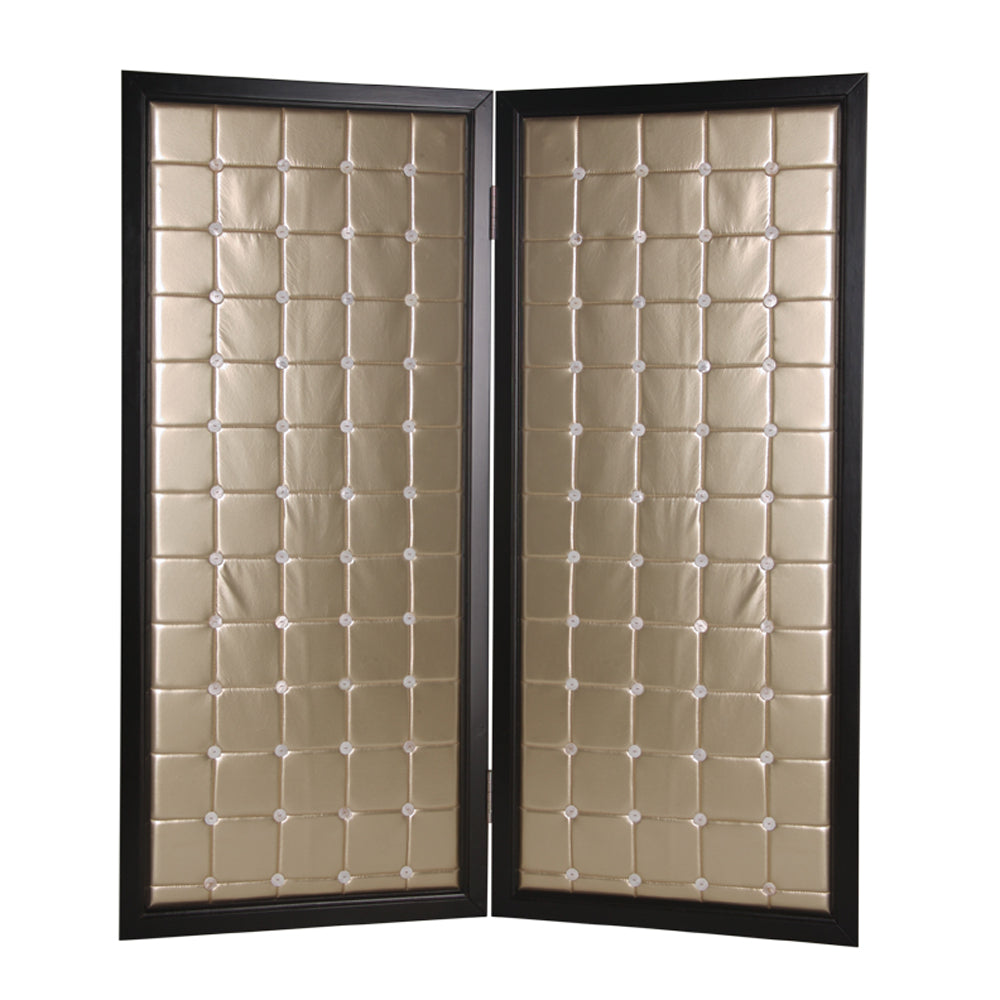Gold Wood & Fabric Screen By Homeroots - 274894 | Room Dividers | Modishstore