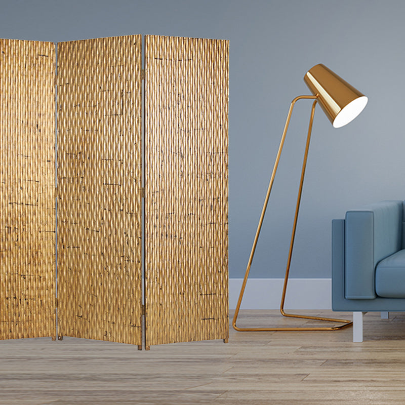 Gold Wood 3 Panel Screen By Homeroots | Room Dividers | Modishstore - 2