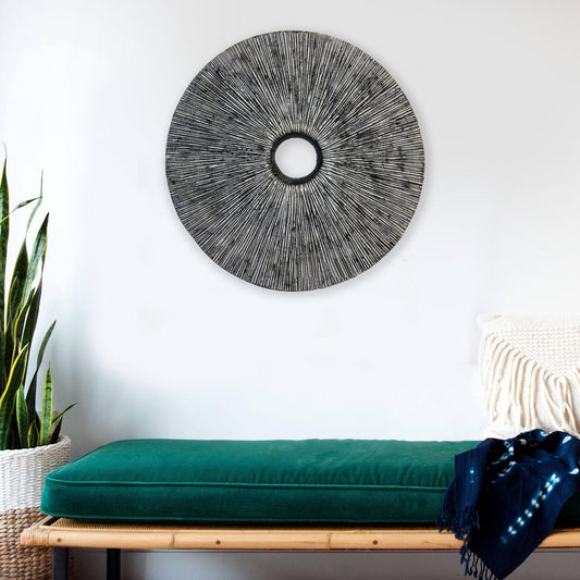30 Contemporary Grey Round Rib Wall Art By Homeroots | Wall Decor | Modishstore