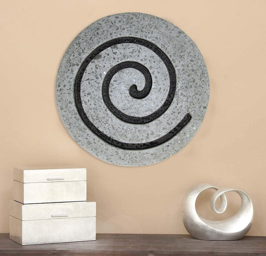 19" Gray Round Modern Spiral Wall Art By Homeroots | Wall Decor | Modishstore