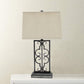 Gray Industrial With Stacked Metal Pedestal - Table Lamp