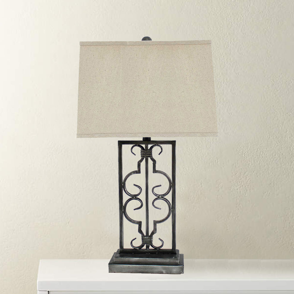 Gray Industrial With Stacked Metal Pedestal - Table Lamp | Table Lamps | Modishstore - 5