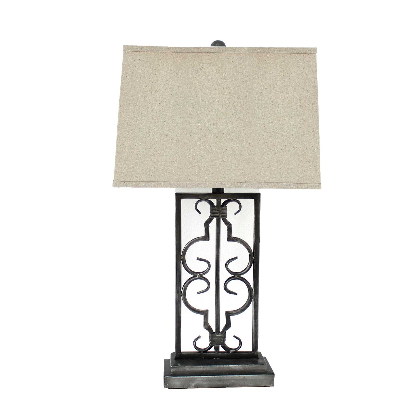 Gray Industrial With Stacked Metal Pedestal - Table Lamp