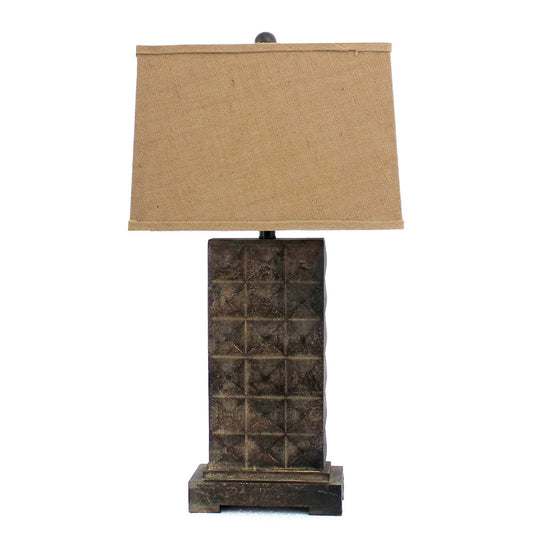 Brown Vintage With Metal Pedestal - Table Lamp