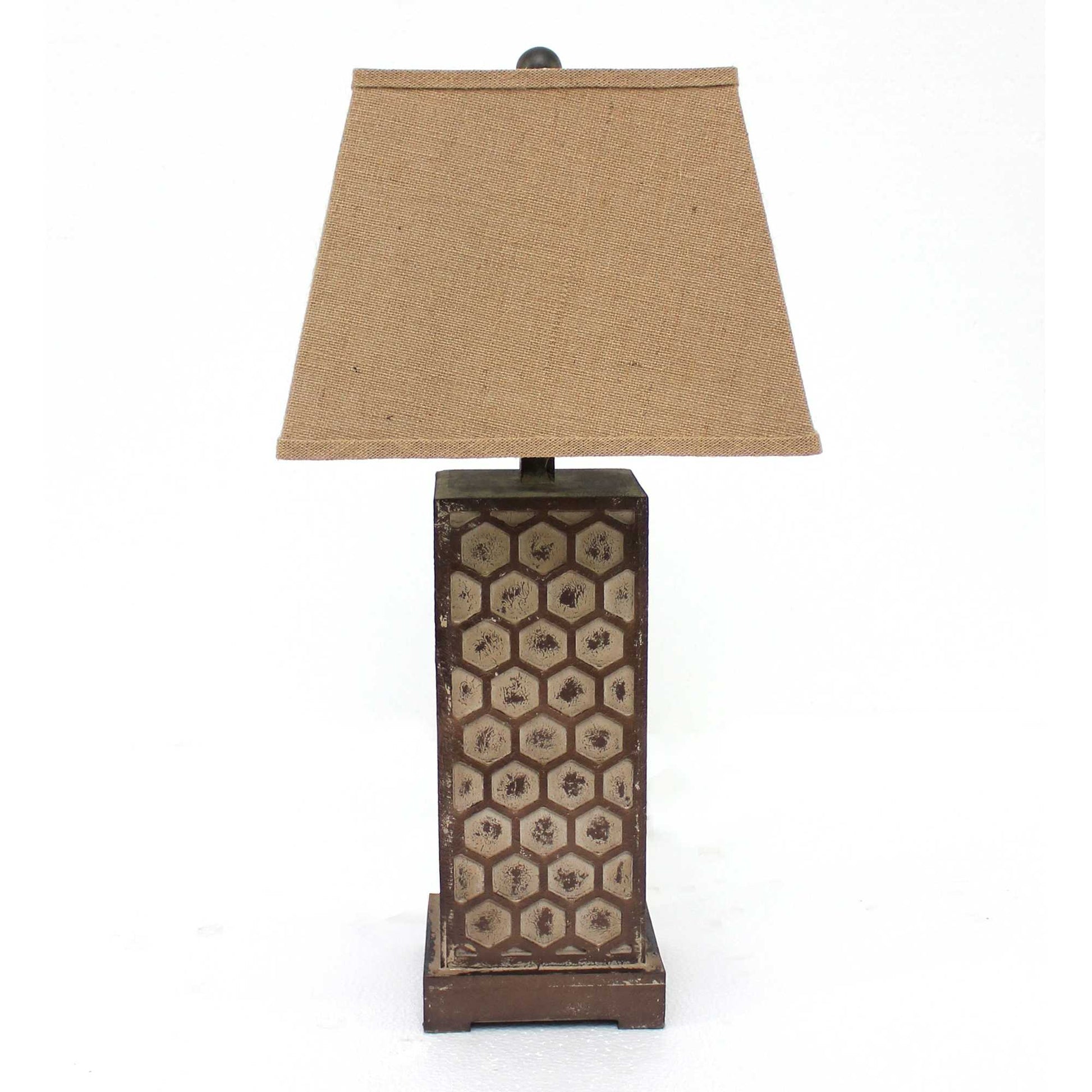 Brown Industrial With Honeycombed Metal Base - Table Lamp By Homeroots | Table Lamps | Modishstore