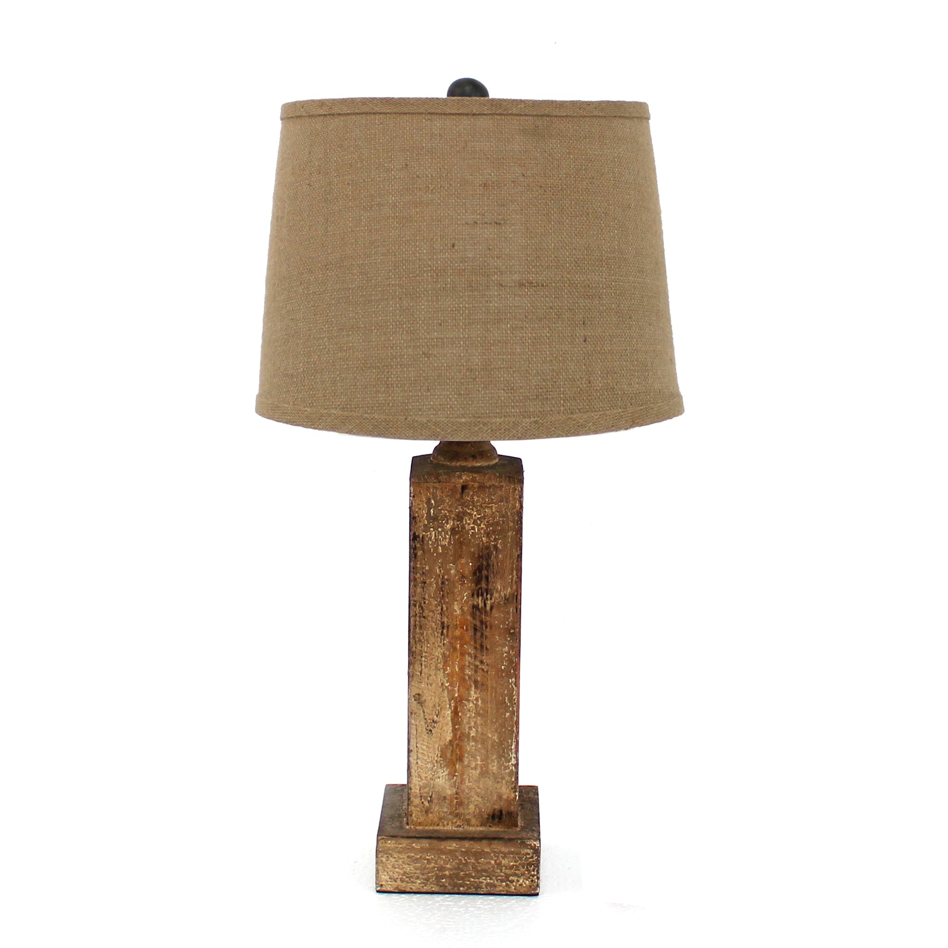 Brown Rustic with Round Linen Shade - Table Lamp By Homeroots | Table Lamps | Modishstore
