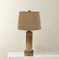 Brown Rustic with Round Linen Shade - Table Lamp By Homeroots | Table Lamps | Modishstore - 2