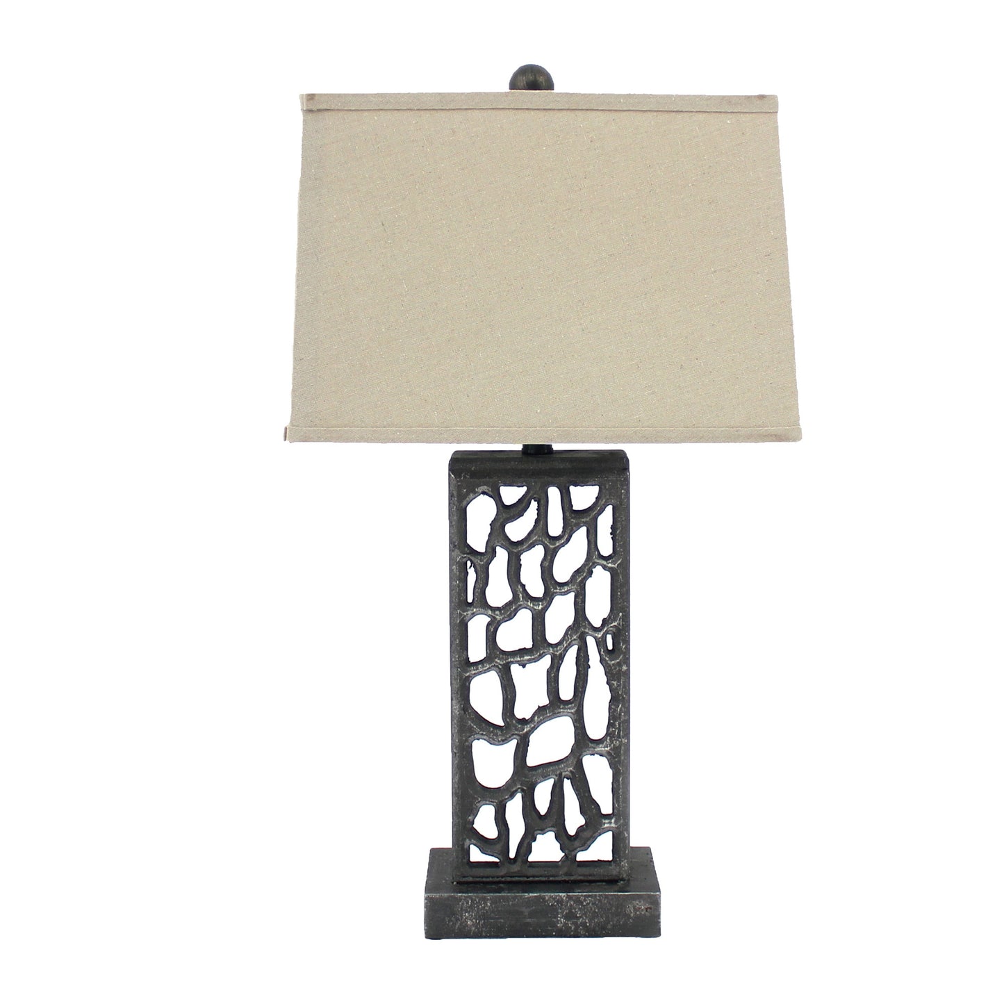 Silver Metal With Multi Mini Grotto Pattern - Table Lamp By Homeroots