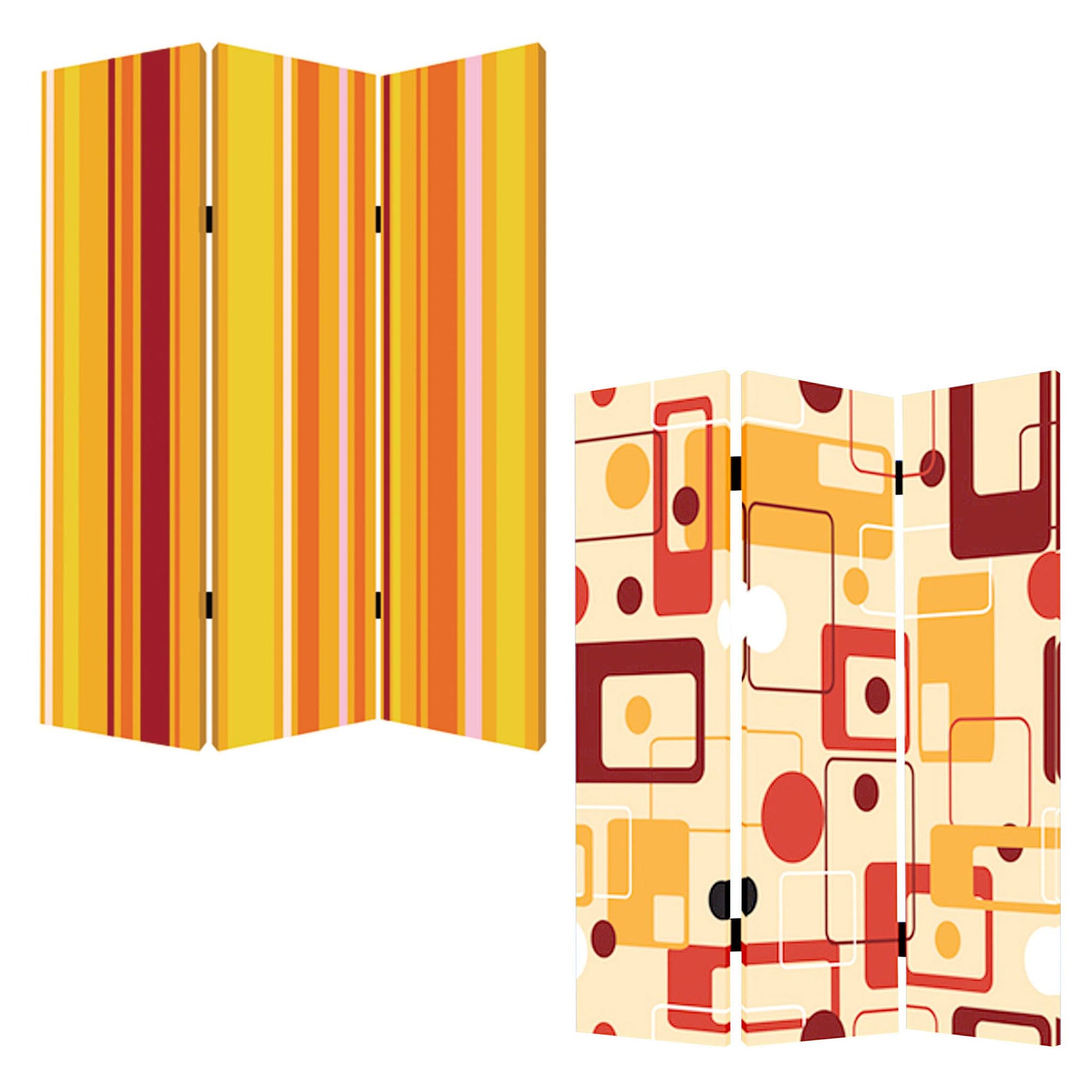 Multi Color Wood Canvas Deep Saffron Screen By Homeroots | Room Dividers | Modishstore - 5