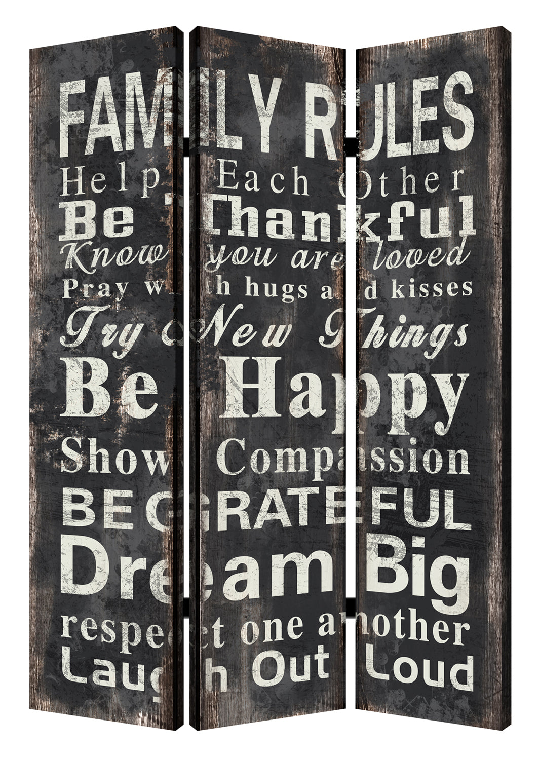 Multi Color Wood Canvas Family Rule Screen By Homeroots