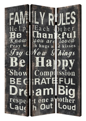 Multi Color Wood Canvas Family Rule Screen By Homeroots