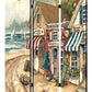 Multi Color Wood Canvas Seaside Town Slate Screen By Homeroots | Room Dividers | Modishstore - 2