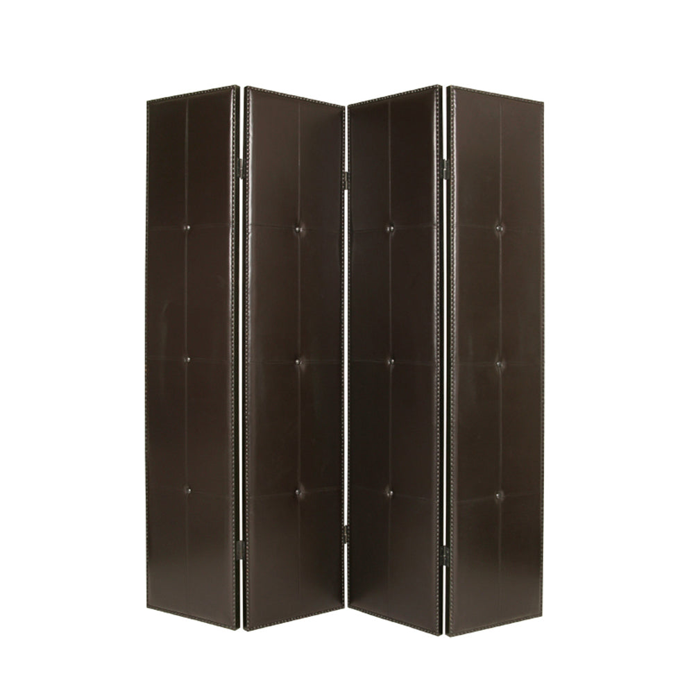 Brown Faux leather Screen By Homeroots - 277094 | Room Dividers | Modishstore - 2
