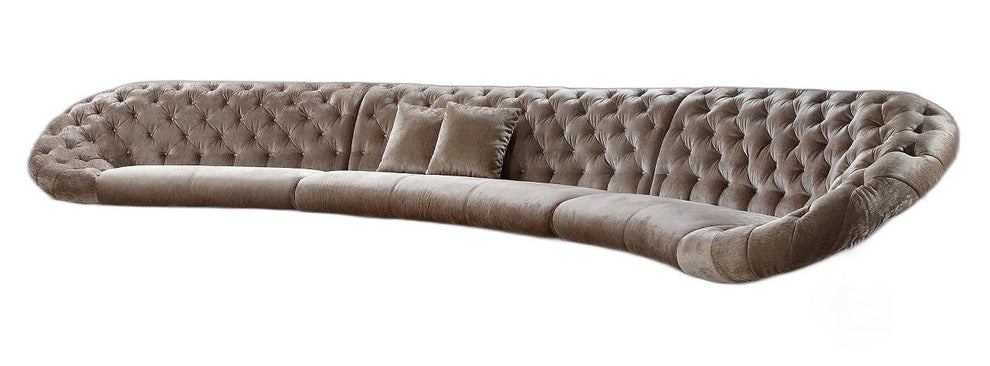 35' MDF and Velour Sectional Sofa By Homeroots | Sectional | Modishstore - 2