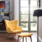 38' Yellow Fabric and Wood Tufted Chair and Ottoman By Homeroots | Accent Chairs | Modishstore