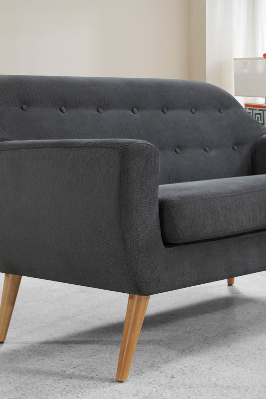 34" Grey Fabric Foam and Wood Sofa Set By Homeroots | Sofa Set | Modishstore - 4