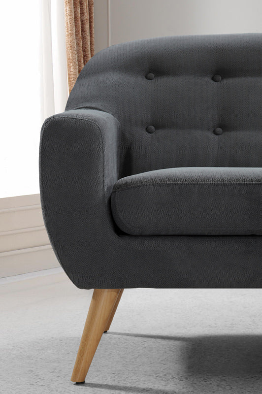 34" Grey Fabric Foam and Wood Sofa Set By Homeroots | Sofa Set | Modishstore - 5