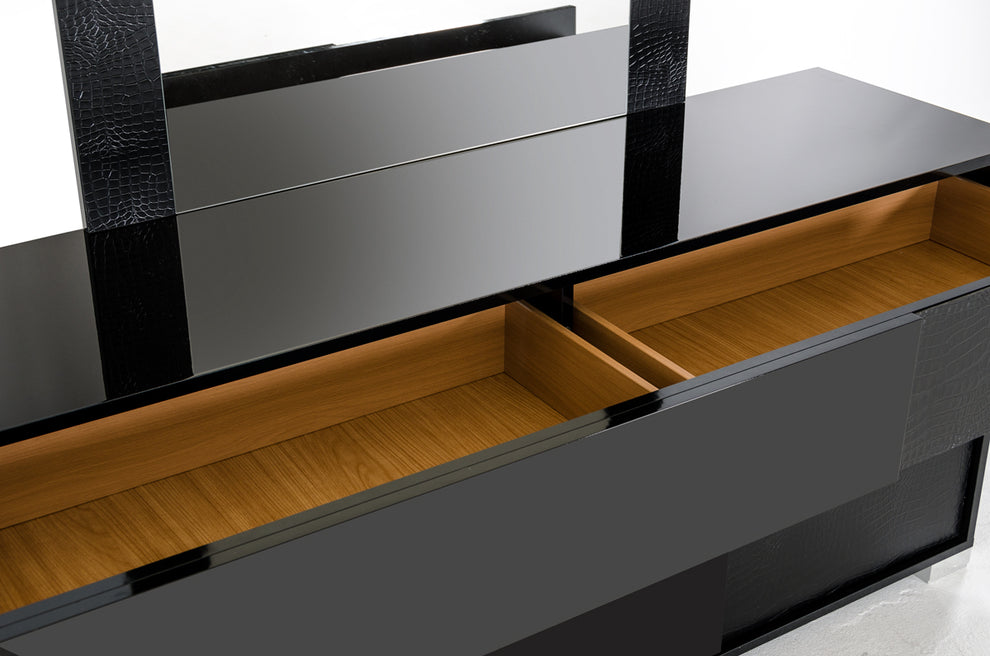 Modern Black Crocodile Finish 3 Drawer Dresser By Homeroots | Dressers | Modishstore - 2