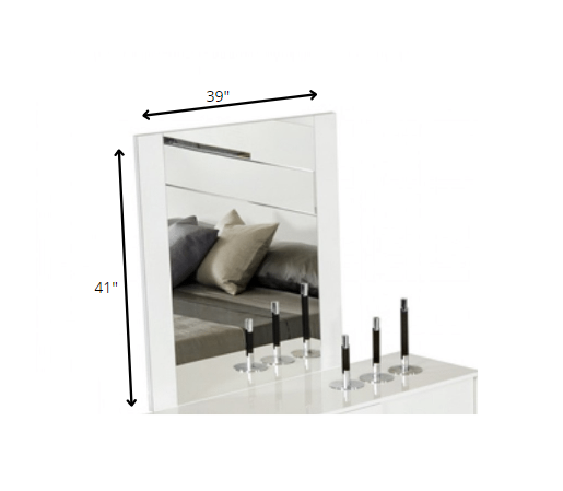 41" White MDF and Glass Mirror By Homeroots | Mirrors | Modishstore - 4