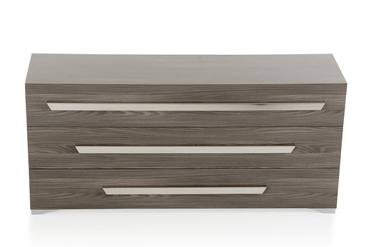 Gray Gradient Lines Chrome 3 Drawer Dresser By Homeroots | Dressers | Modishstore