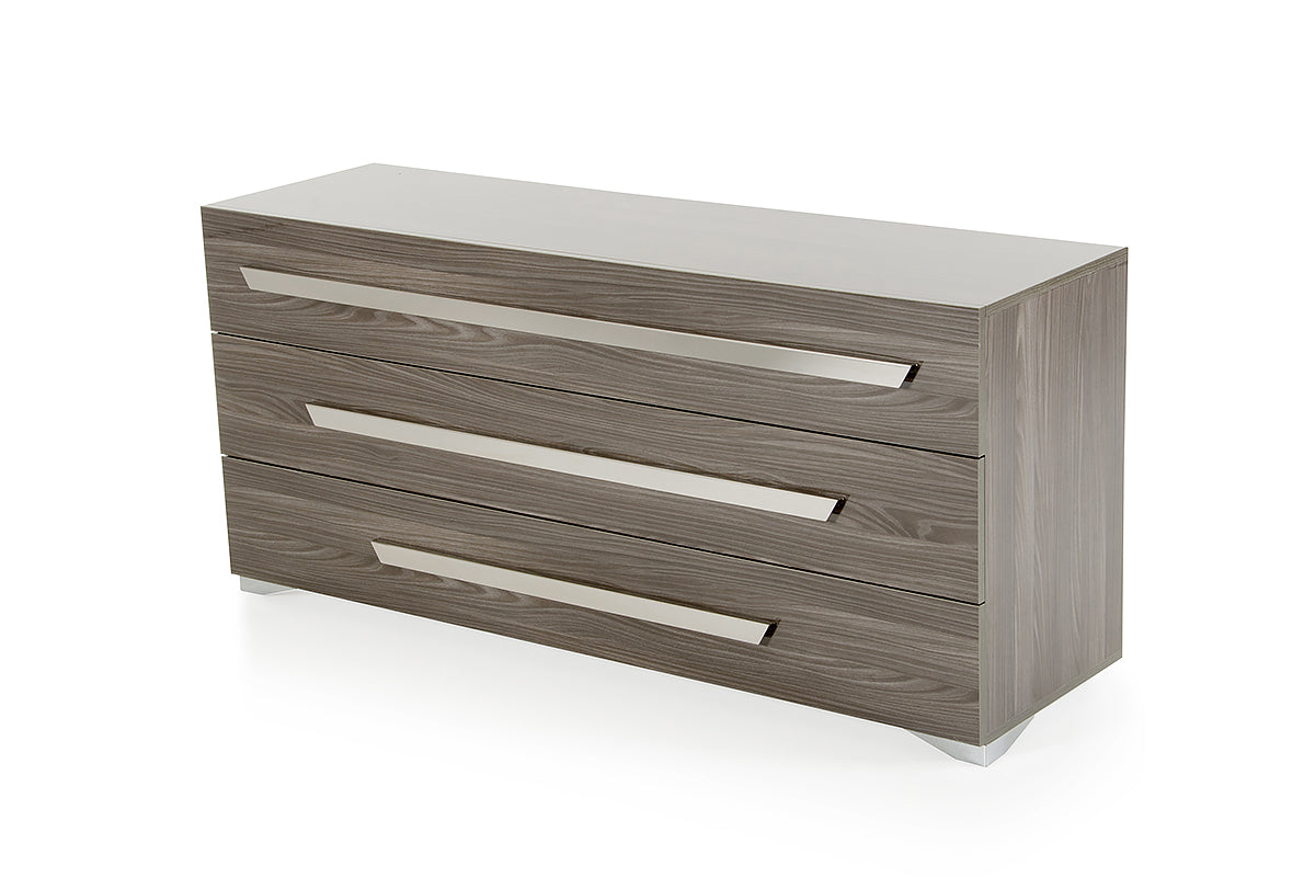 Gray Gradient Lines Chrome 3 Drawer Dresser By Homeroots | Dressers | Modishstore - 2