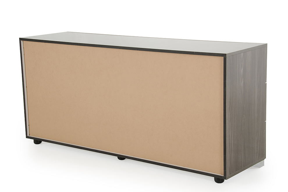 Gray Gradient Lines Chrome 3 Drawer Dresser By Homeroots | Dressers | Modishstore - 3