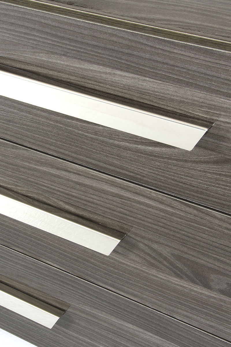 Gray Gradient Lines Chrome 3 Drawer Dresser By Homeroots | Dressers | Modishstore - 5