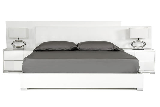 46" White Mdf And Steel Queen Bed By Homeroots | Beds | Modishstore