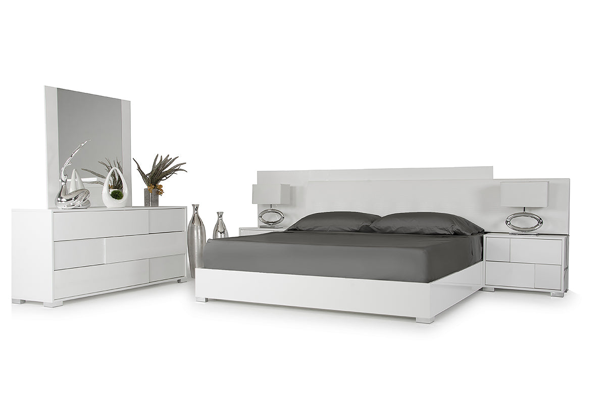 46" White Mdf And Steel Queen Bed By Homeroots | Beds | Modishstore - 2