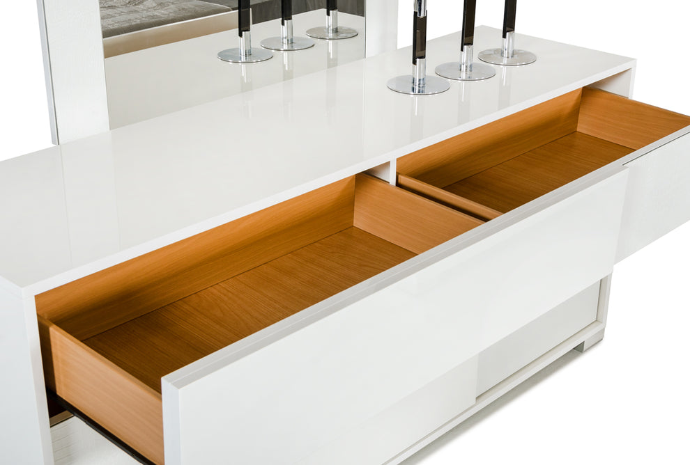 30' White Mdf And Steel Dresser By Homeroots | Dressers | Modishstore - 2