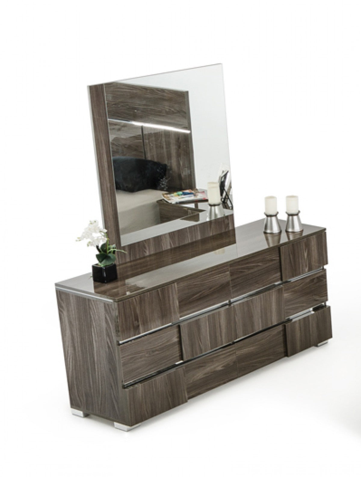 39" Grey MDF Veneer and Glass Mirror By Homeroots | Mirrors | Modishstore