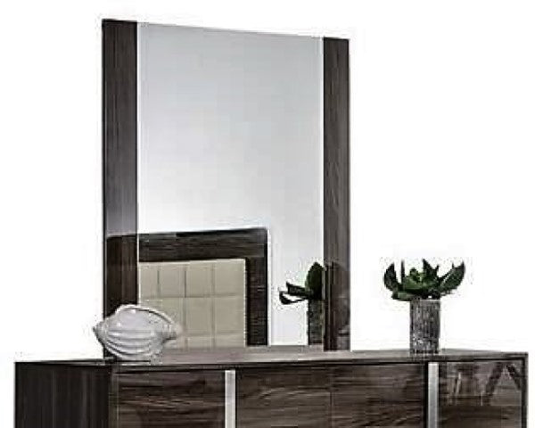 Modern Gray Glossy Wall Mirror By Homeroots | Mirrors | Modishstore - 3