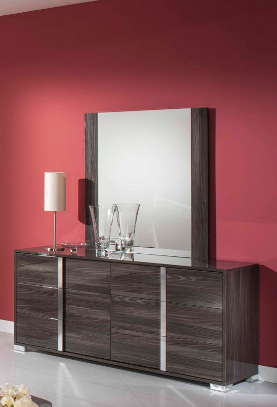 Modern Gray Glossy Wall Mirror By Homeroots | Mirrors | Modishstore - 4