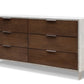 30' Dark Walnut Veneer Steel And Concrete Dresser With 6 Drawers By Homeroots | Dressers | Modishstore