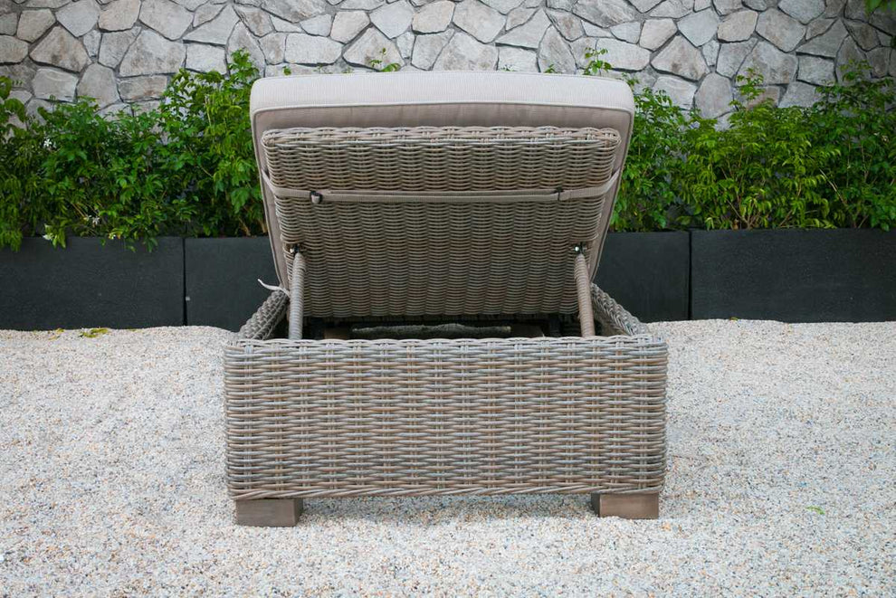 Adjustable Brown Rattan Cushioned Chaise Lounge By Homeroots | Outdoor Chaise Lounges | Modishstore - 5