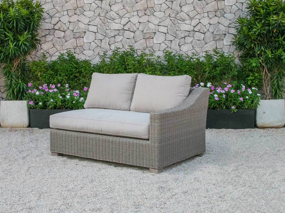 30" Aluminum Wood and Rattan Sectional Sofa Set By Homeroots | Outdoor Sofas, Loveseats & Sectionals | Modishstore - 3