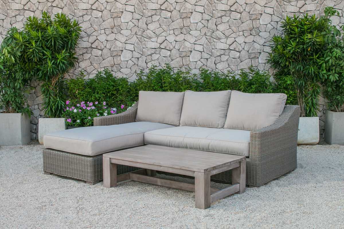 30" Aluminum Wood and Rattan Sectional Sofa Set By Homeroots | Outdoor Sofas, Loveseats & Sectionals | Modishstore - 5