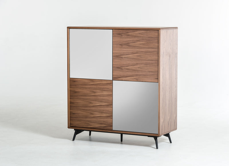 49' Walnut Veneer Glass And Metal Square Buffet By Homeroots | Cabinets | Modishstore