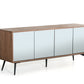 30' Walnut Veneer Glass And Metal Buffet By Homeroots | Sideboards | Modishstore
