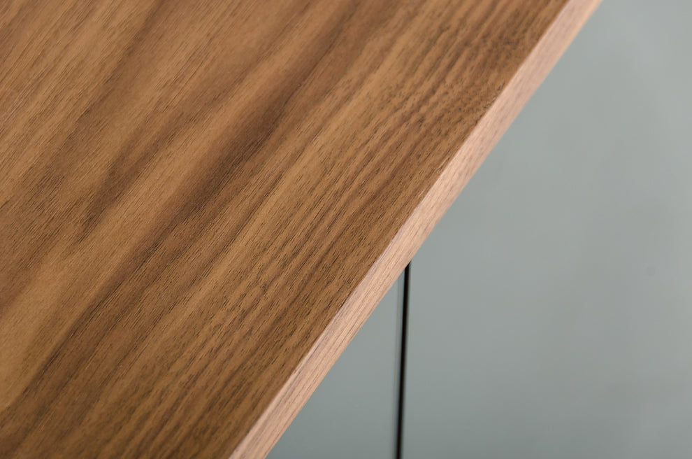 30' Walnut Veneer Glass And Metal Buffet By Homeroots | Sideboards | Modishstore - 3