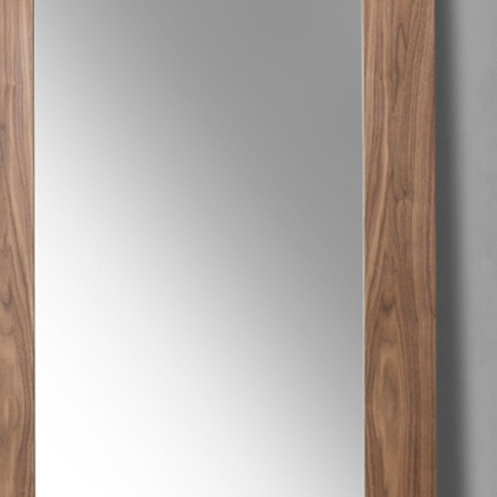 79" Walnut MDF Veneer and Glass Mirror By Homeroots | Mirrors | Modishstore - 5