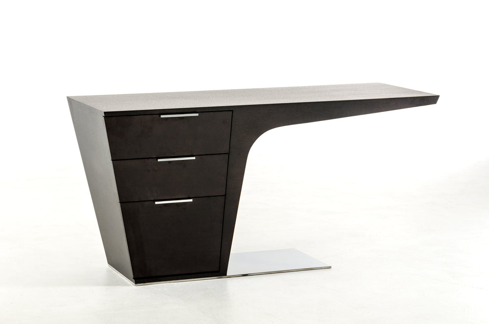 30 Wenge Veneer and Steel Office Desk By Homeroots | Desks | Modishstore - 2