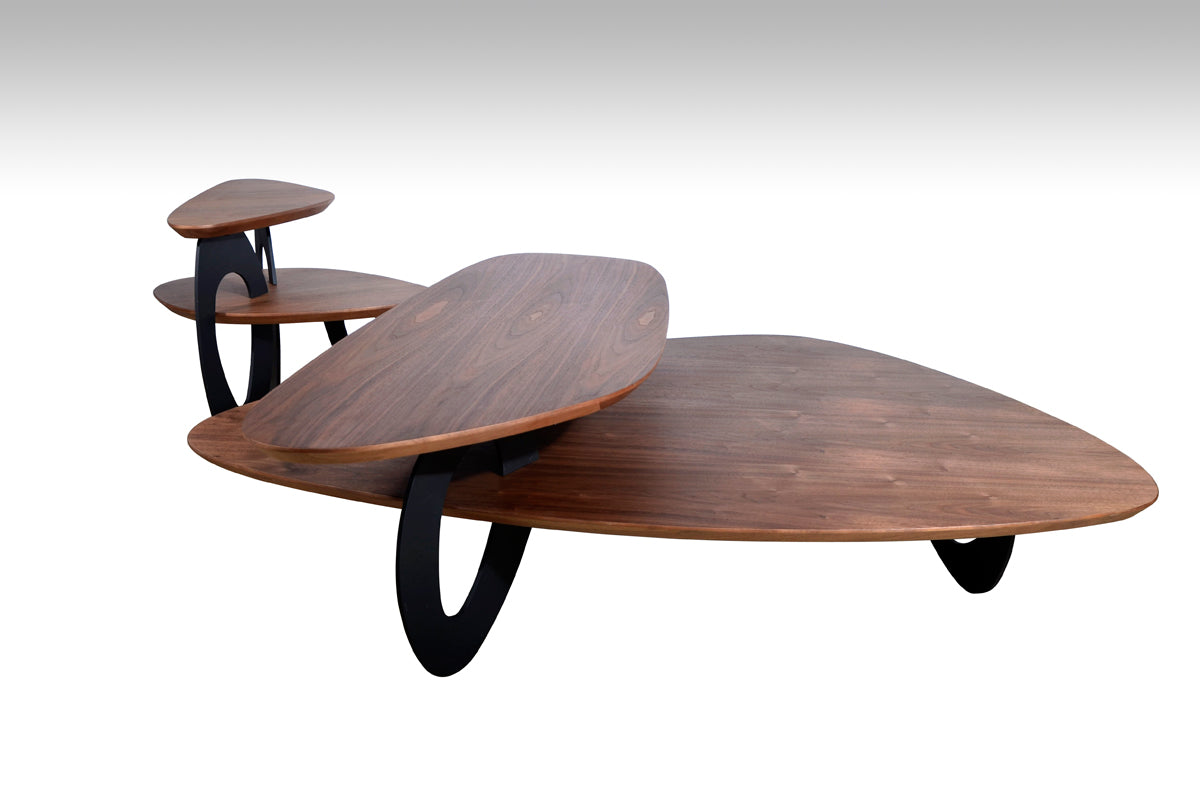 15' Walnut Veneer and Metal Coffee Table By Homeroots | Coffee Tables | Modishstore - 3