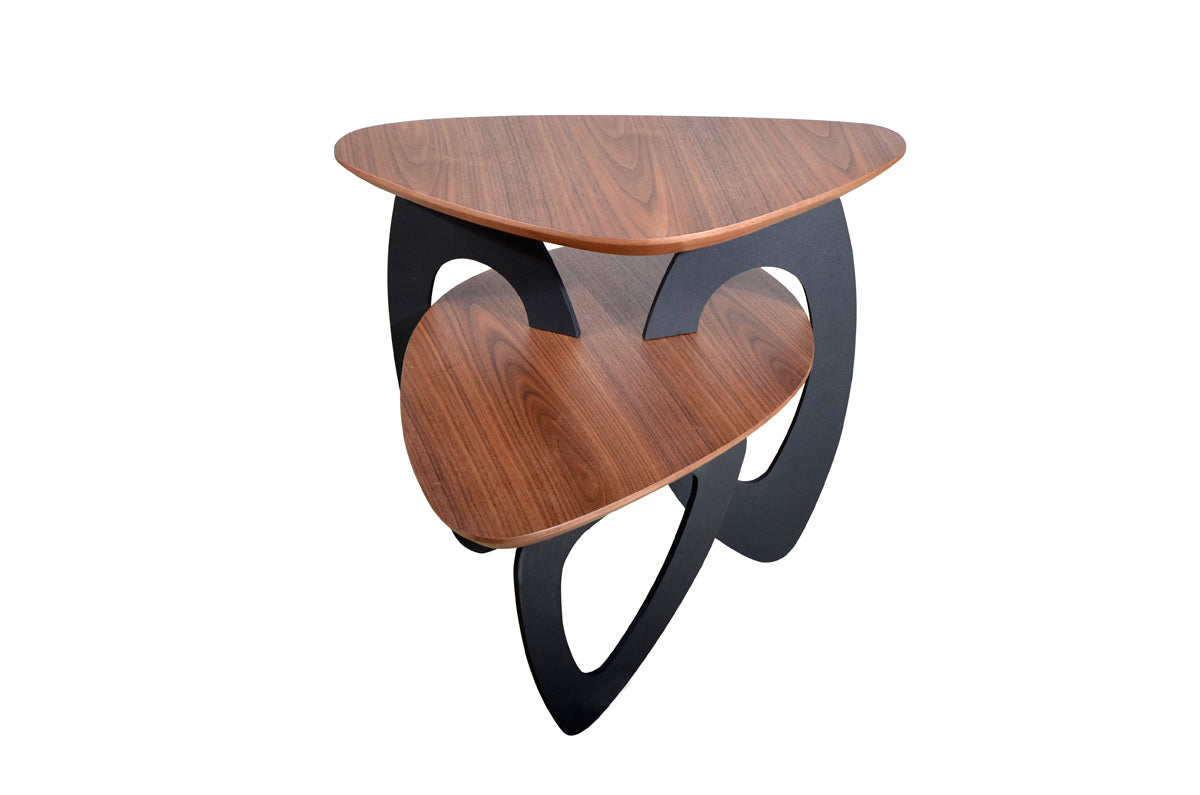 19' Walnut Veneer and Metal End Table By Homeroots - 282753 | End Tables | Modishstore - 2