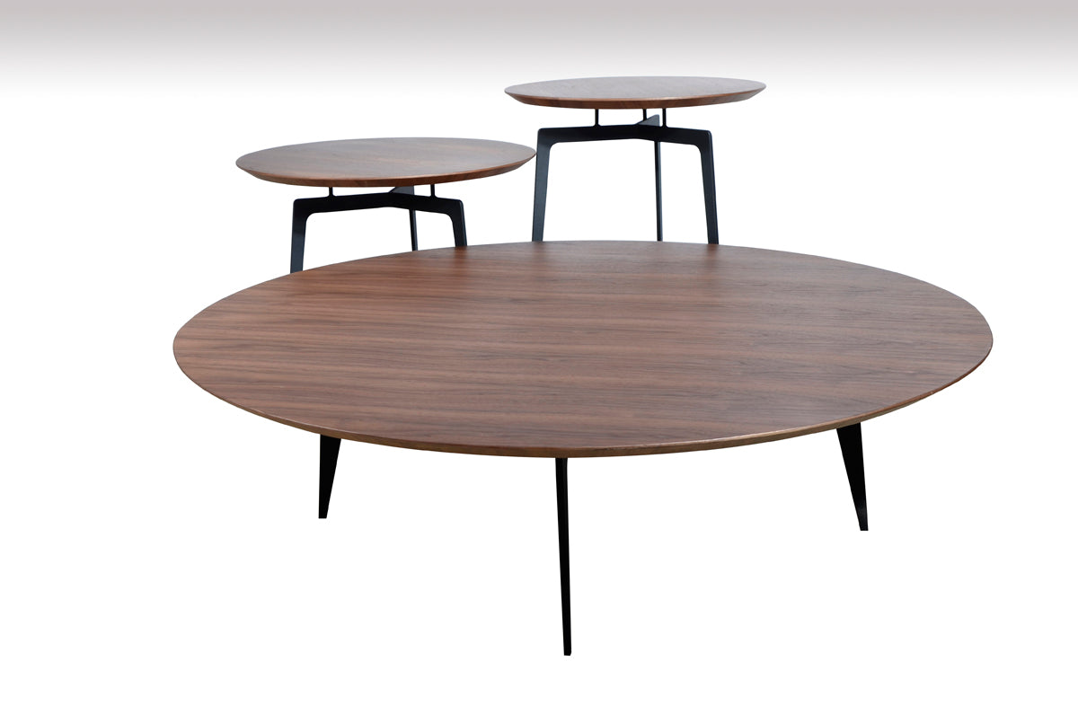 11' Walnut Veneer and Metal Coffee Table Set By Homeroots | Coffee Tables | Modishstore