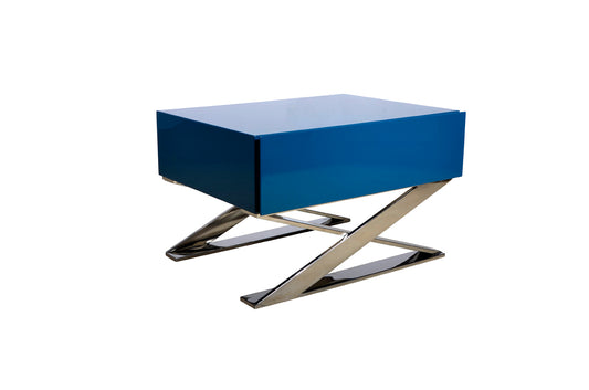 Contemporary Blue And Chrome Night Stand By Homeroots | Nightstands | Modishstore